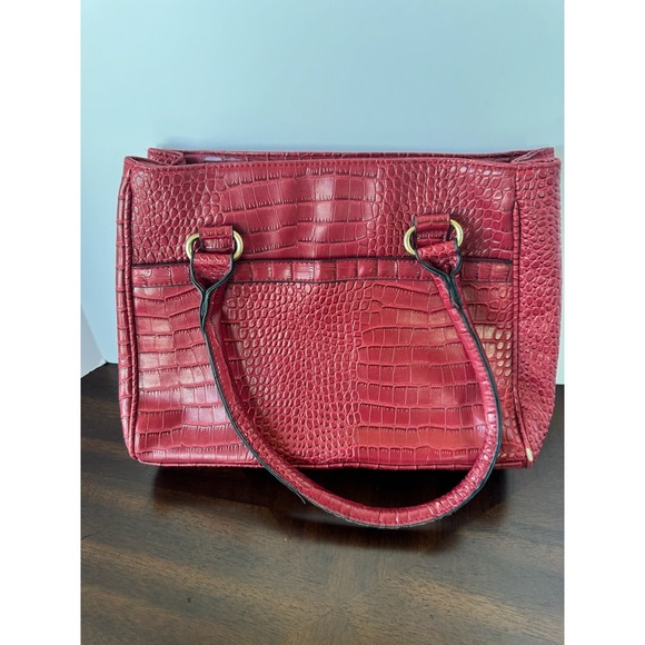 Bueno Handbags - Maroon Red Bueno Vegan Faux Leather Croc Tote Bag for Women - Good Condition
